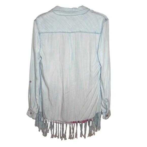 Reba 2 Piece Small Soft Fringed LS Shirt & SS Blouse Floral Print Rhinestones - Picture 3 of 6